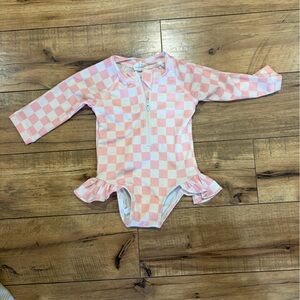 Spearmint Love Pink Checkered Swimwear- 6-12 months